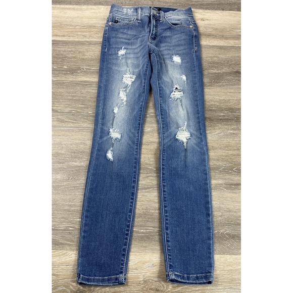 Judy Blue Denim - Judy Blue Jeans womens 1/25 Skinny Fit Distressed Blue Stretch ripped